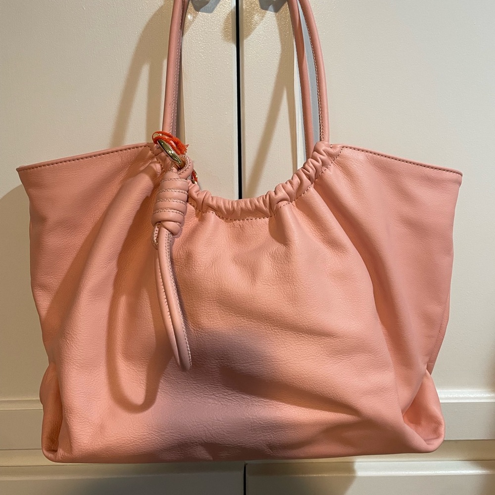 LDT Elegant Pink Leather Tote Bag